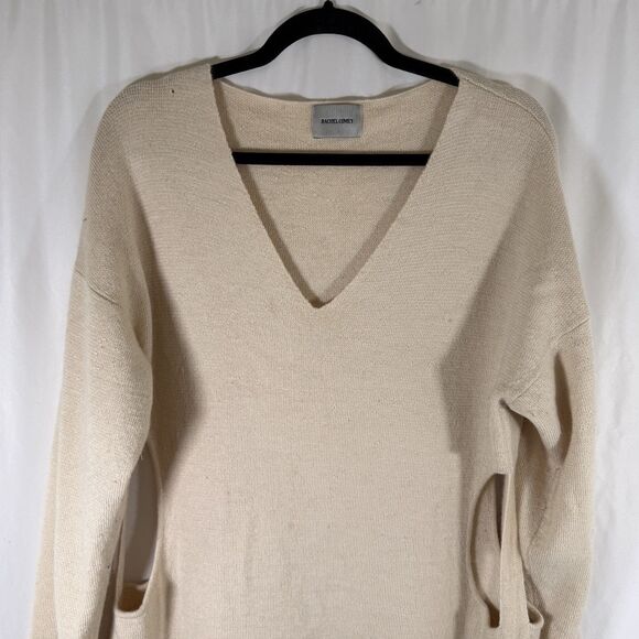 Rachel Comey Baby Alpaca Dress Women's Large Ivory Long Sleeve Side Cutouts - Picture 2 of 14